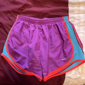 Purple and blue Nike athletic shorts